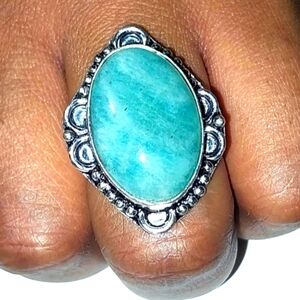 925 Sterling Silver and Turquoise Statement Ring Sz 7